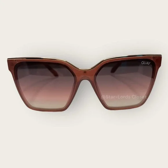 QUAY Sunglasses | Level Up Square Frame Milky Rose Pink Navy Vibrant Barbie Y2K - Picture 7 of 9